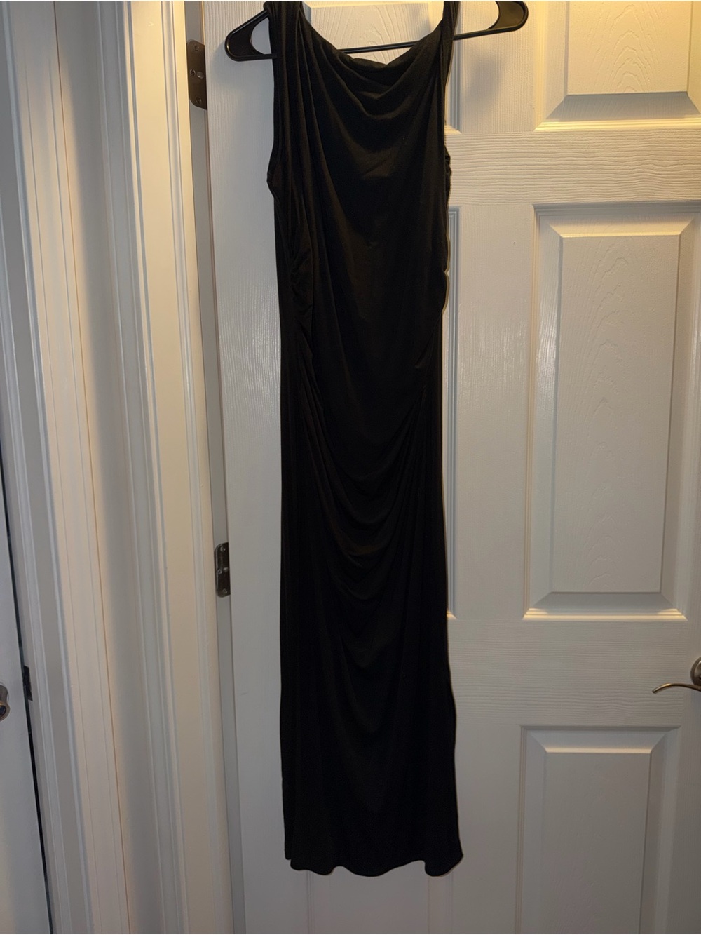 See You Monday Black Draped Sleeveless Maxi Dress